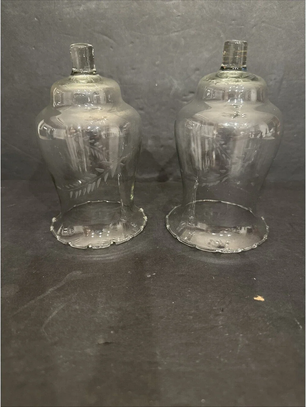 Pair Of HOMCO 1183 Home Interiors Glass Peg Votive Holder Etched Wheat